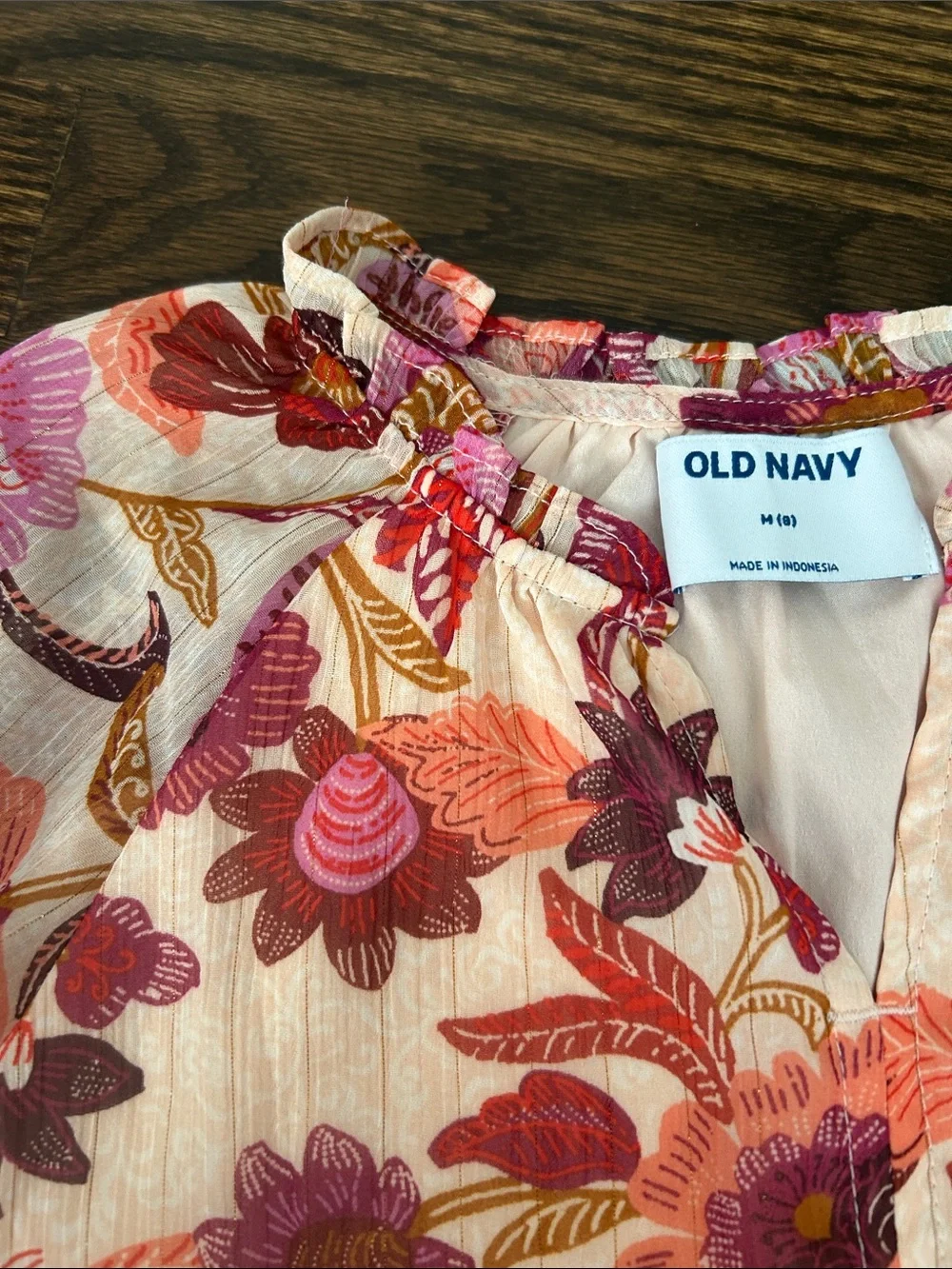 Old Navy Floral Peplum Blouse - Pink, Orange & Red